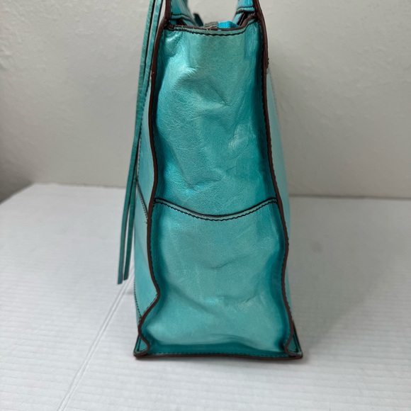 HOBO teal turquoise leather large tote bag purse - Picture 3 of 11